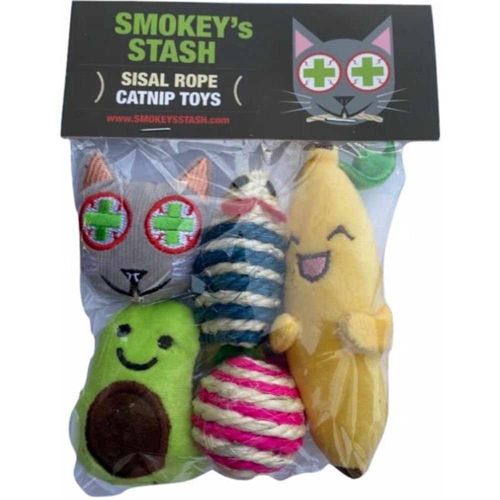 Smokey's Stash Catnip Toys Plush and Sisal Set